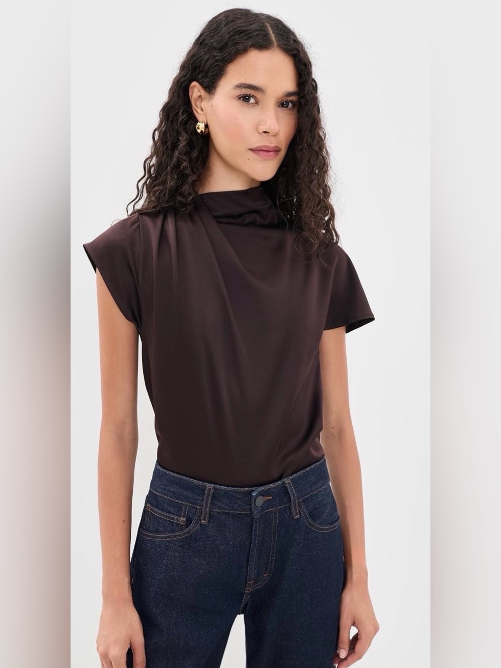 Staud Davina Silk Top in Earth - with tags - current season!